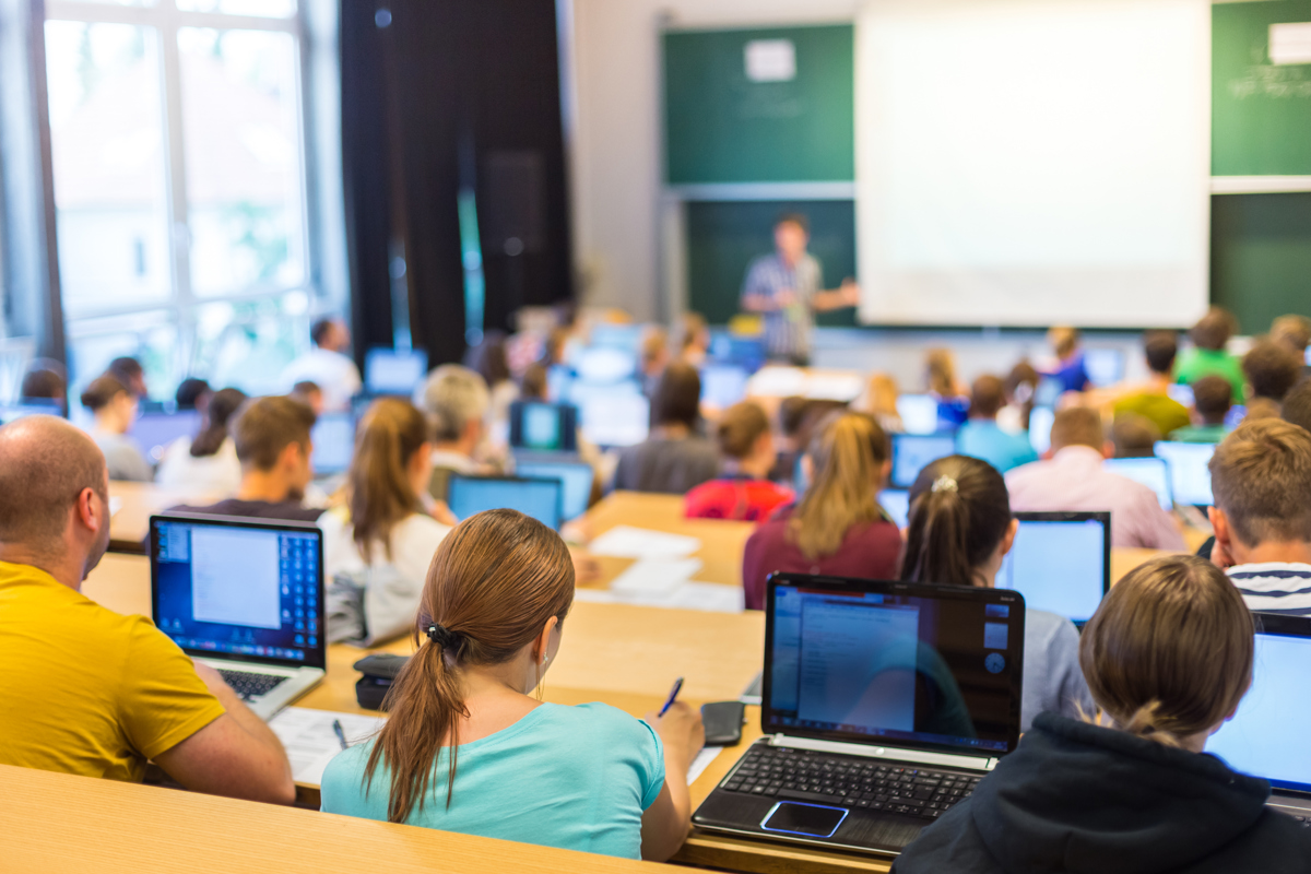 A a good Wi-Fi campus network design allows for lecture halls full of students using laptops with wireless internet connections.